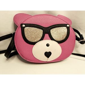 LILY BLOOM ECO FRIENDLY PINK COOL BEAR NOVELTY MINI CROSSBODY BAG PURSE